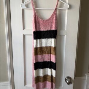 Fuzzy Striped Mini Dress
